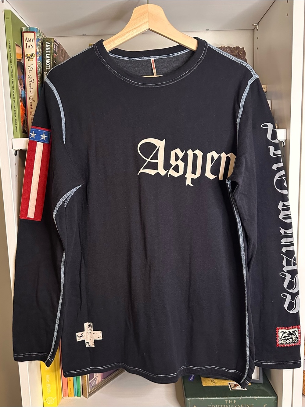 Alp N Rock Black 'Aspen' Long-Sleeve Graphic Ski Layer.  Size 1/Small. Rare!